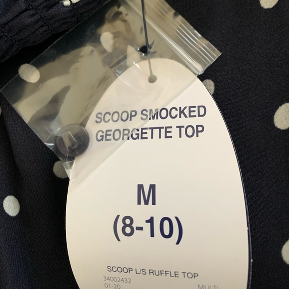 *NWT SCOOP NYC Women’s Navy Blue White Polka Dot Ruffle Top SIZE M NWT - Picture 8 of 9